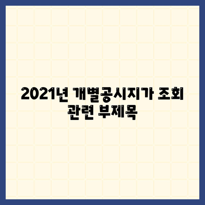 2021년 개별공시지가 조회