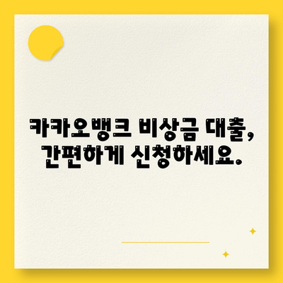 카카오뱅크 비상금 대출