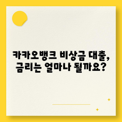 카카오뱅크 비상금 대출