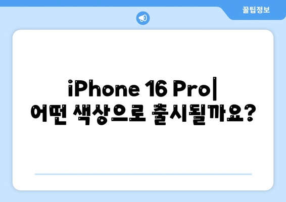 iPhone 16 Pro | 출시일, 가격, 색상, 예상 스펙