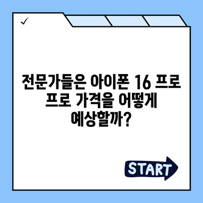 아이폰 16 프로 프로 가격 | 업계 분석가들의 예상