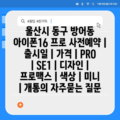 울산시 동구 방어동 아이폰16 프로 사전예약 | 출시일 | 가격 | PRO | SE1 | 디자인 | 프로맥스 | 색상 | 미니 | 개통