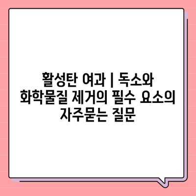 활성탄 여과 | 독소와 화학물질 제거의 필수 요소