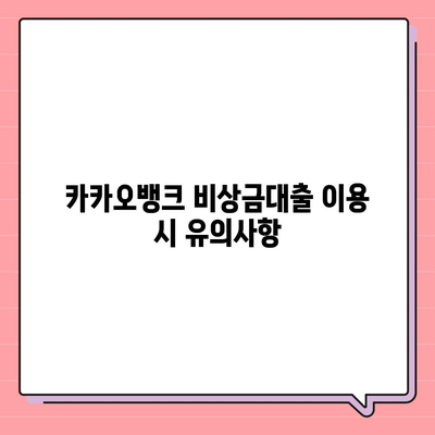 카카오뱅크 비상금대출