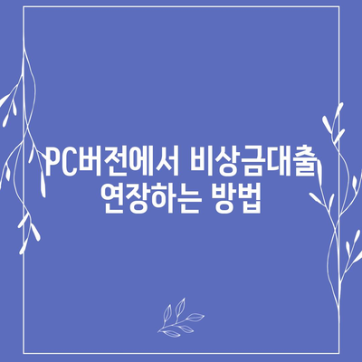 카카오뱅크 pc버전 비상금대출 연장