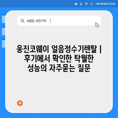 웅진코웨이 얼음정수기렌탈 | 후기에서 확인한 탁월한 성능