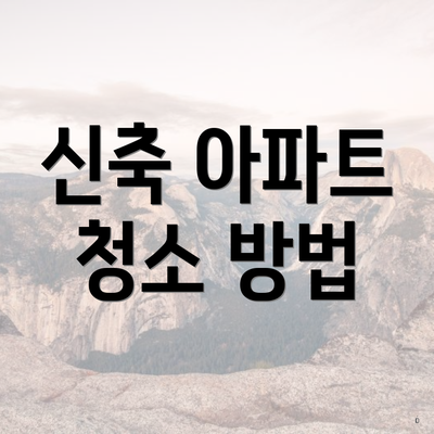 신축 아파트 청소 방법