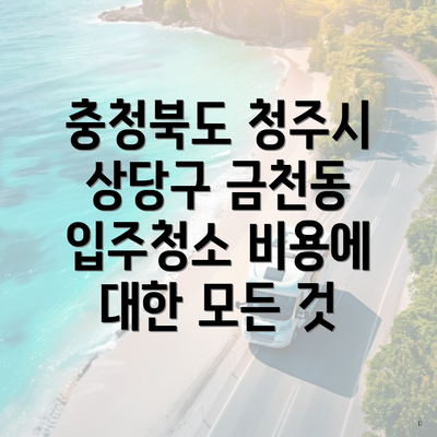 충청북도 청주시 상당구 금천동 입주청소 비용에 대한 모든 것