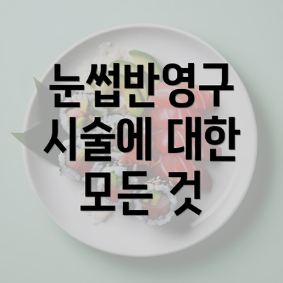 눈썹반영구 시술에 대한 모든 것