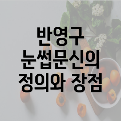 반영구 눈썹문신의 정의와 장점