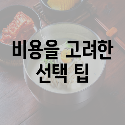 비용을 고려한 선택 팁