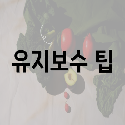 유지보수 팁