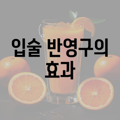 입술 반영구의 효과