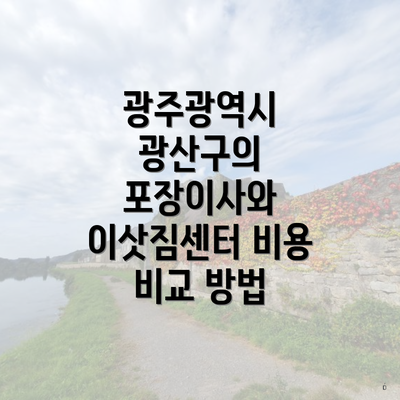 광주광역시 광산구의 포장이사와 이삿짐센터 비용 비교 방법