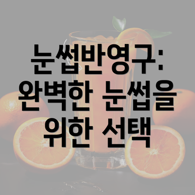 눈썹반영구: 완벽한 눈썹을 위한 선택