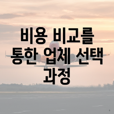 비용 비교를 통한 업체 선택 과정