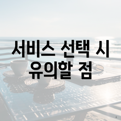 서비스 선택 시 유의할 점