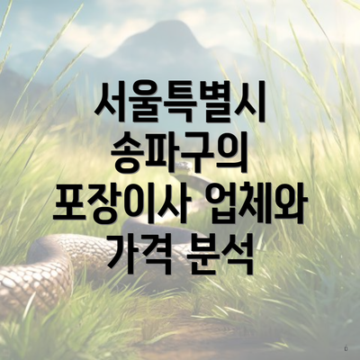 서울특별시 송파구의 포장이사 업체와 가격 분석