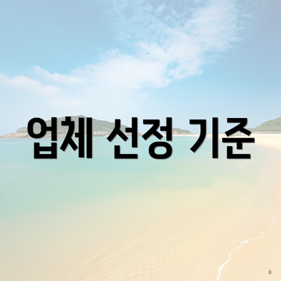 업체 선정 기준