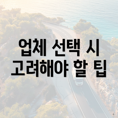 업체 선택 시 고려해야 할 팁