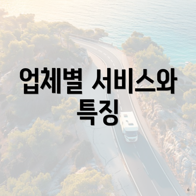 업체별 서비스와 특징