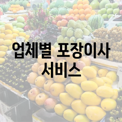 업체별 포장이사 서비스