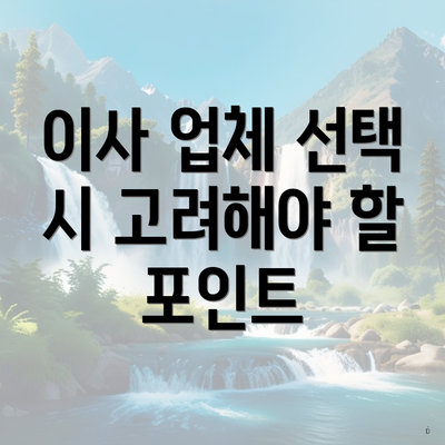 이사 업체 선택 시 고려해야 할 포인트