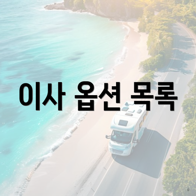 이사 옵션 목록