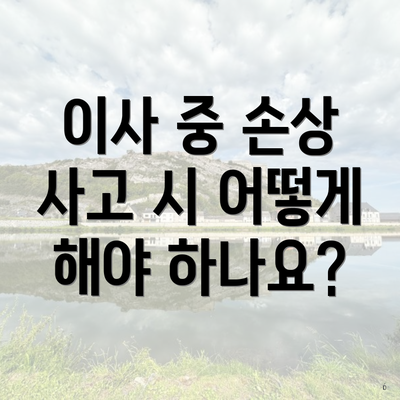 이사 중 손상 사고 시 어떻게 해야 하나요?