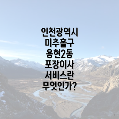 인천광역시 미추홀구 용현2동 포장이사 서비스란 무엇인가?