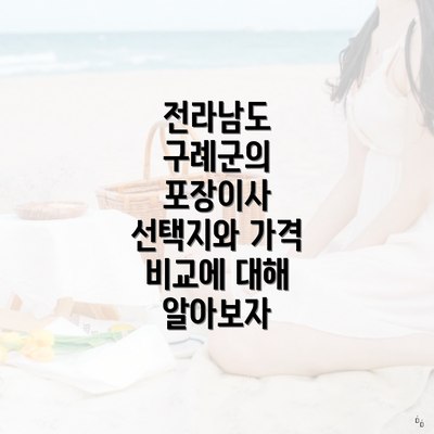 전라남도 구례군의 포장이사 선택지와 가격 비교에 대해 알아보자