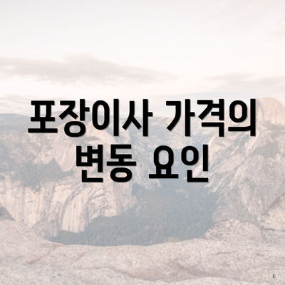 포장이사 가격의 변동 요인