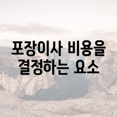 포장이사 비용을 결정하는 요소