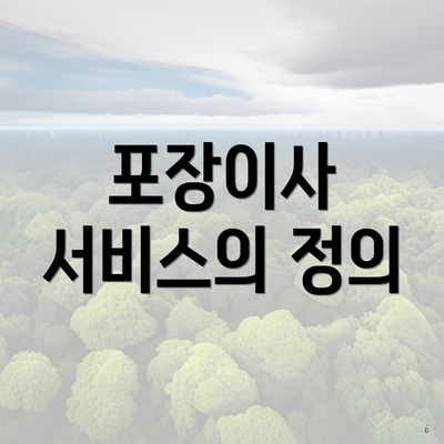 포장이사 서비스의 정의