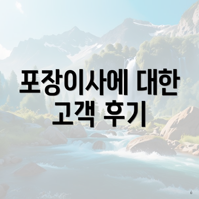 포장이사에 대한 고객 후기